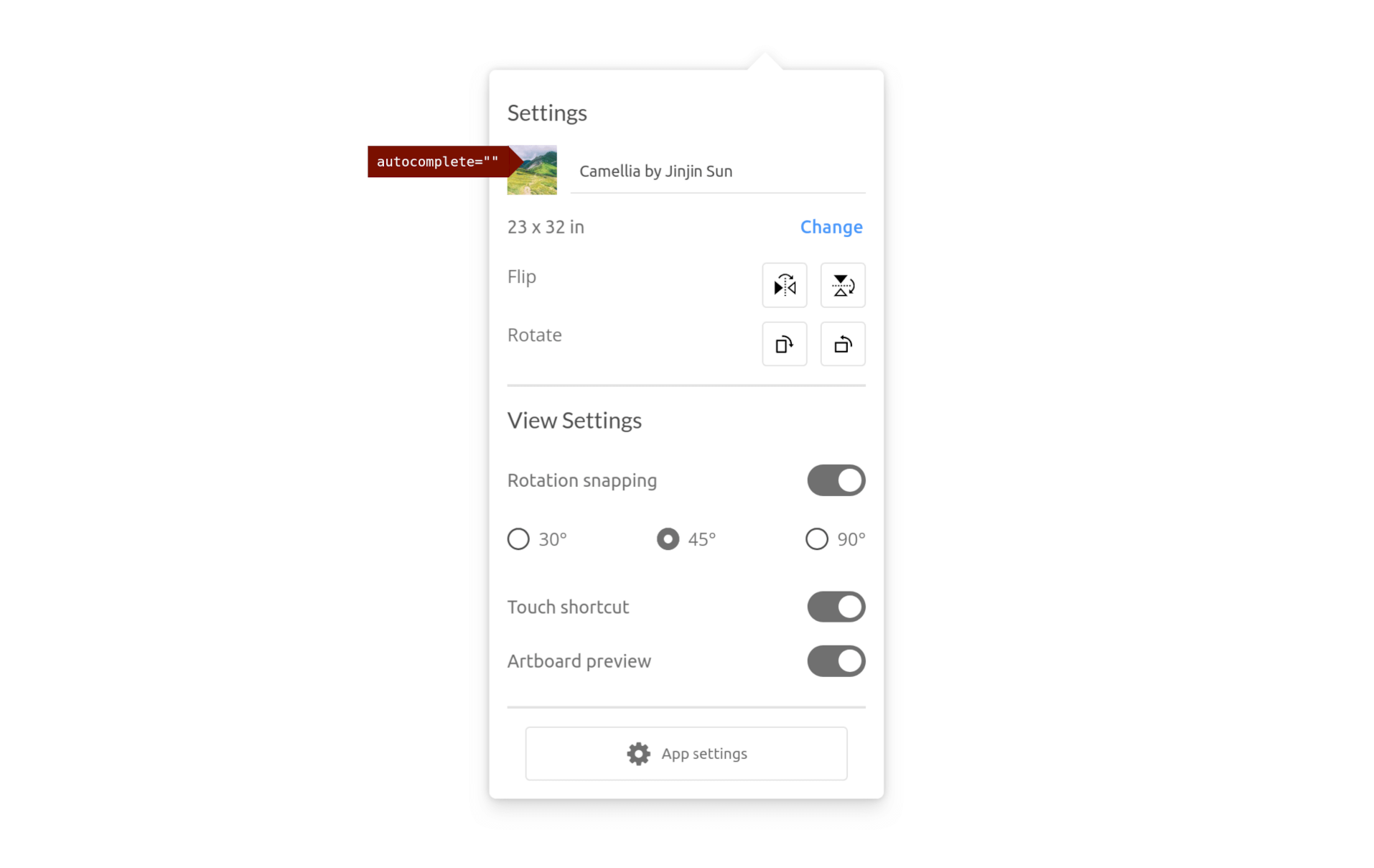 Screenshot of speccer a11y autocomplete in use